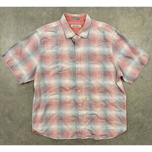 Tommy Bahama Short Sleeve Button Shirt Mens XL Linen Blend Tropical